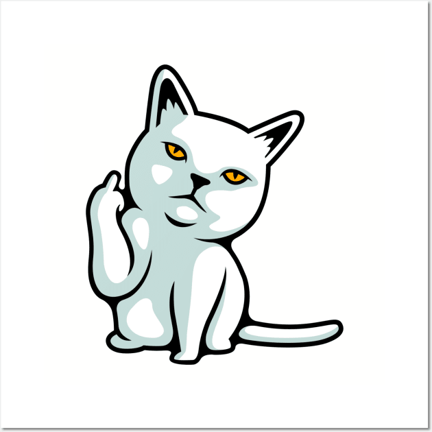 FU cat funny rude hand gesture Wall Art by pickledpossums